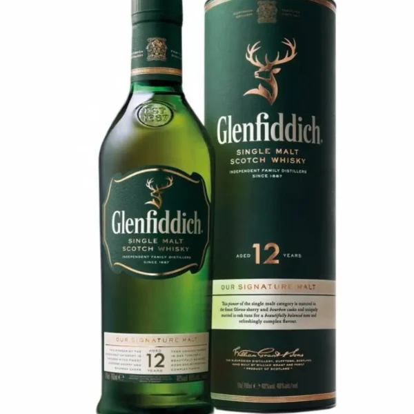 Glenfiddich 12 Year Old Single Malt Scotch Whisky - 1 Bottle (700ml)